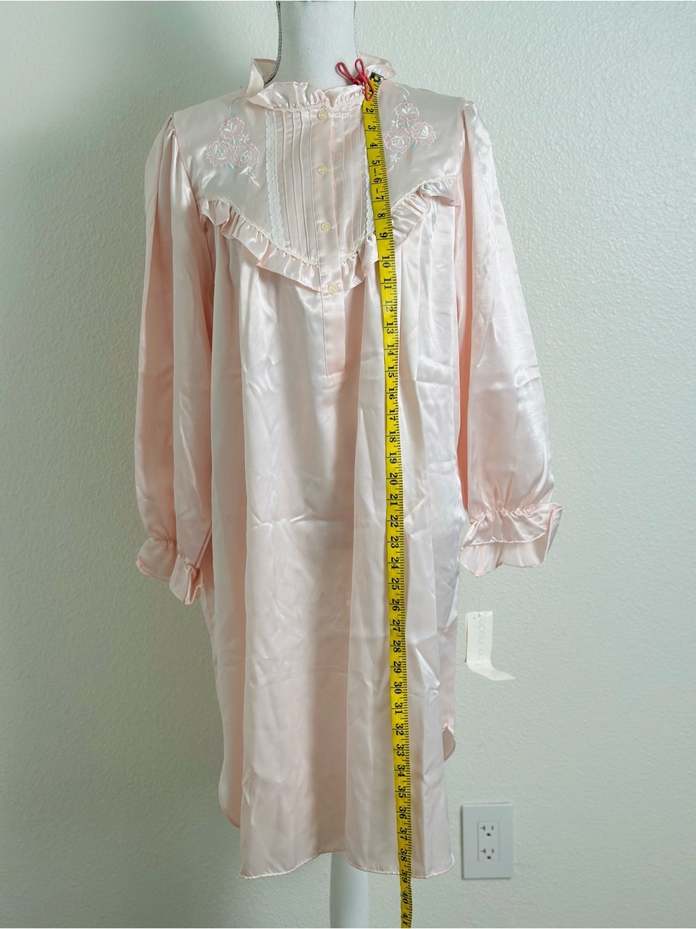 Vintage Pink Miss Elaine Ling Sleeve Nightgown Size Large - Picture 4 of 9